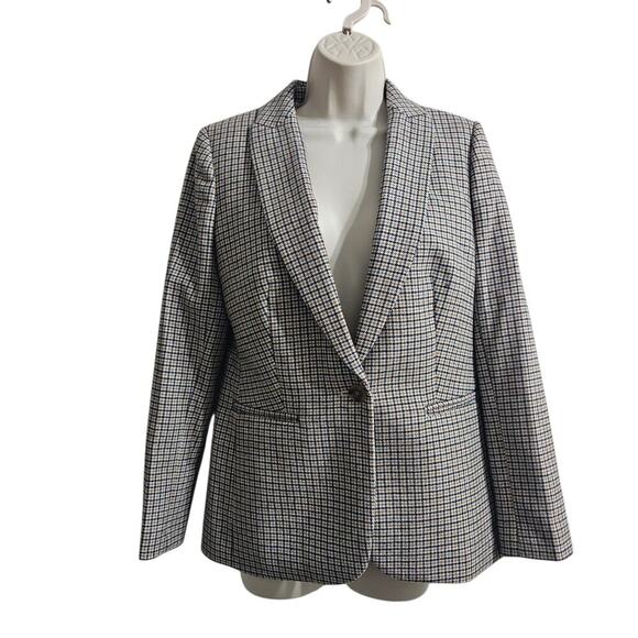J CREW FACTORY Checkered One-Button Blazer Yellow Blue Size 4 NWT - Picture 1 of 9